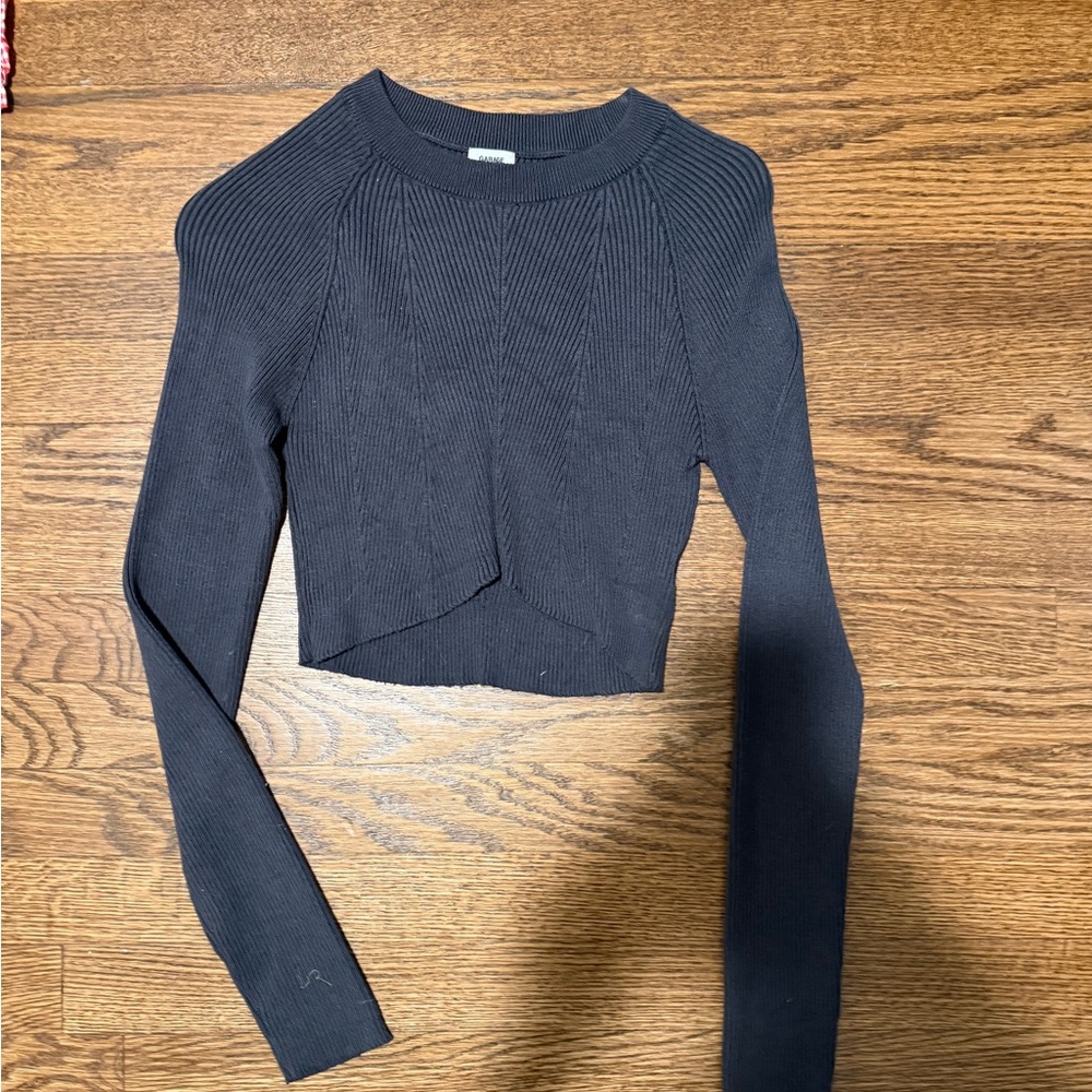 Black Cropped Knit Sweater